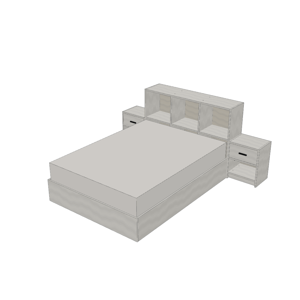 Cama con mesas de luz integradas — mueble de referencia del cálculo