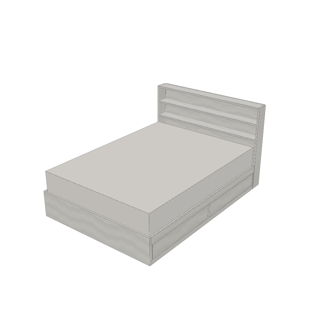 Cama con cajones + respaldo útil — mueble de referencia del cálculo