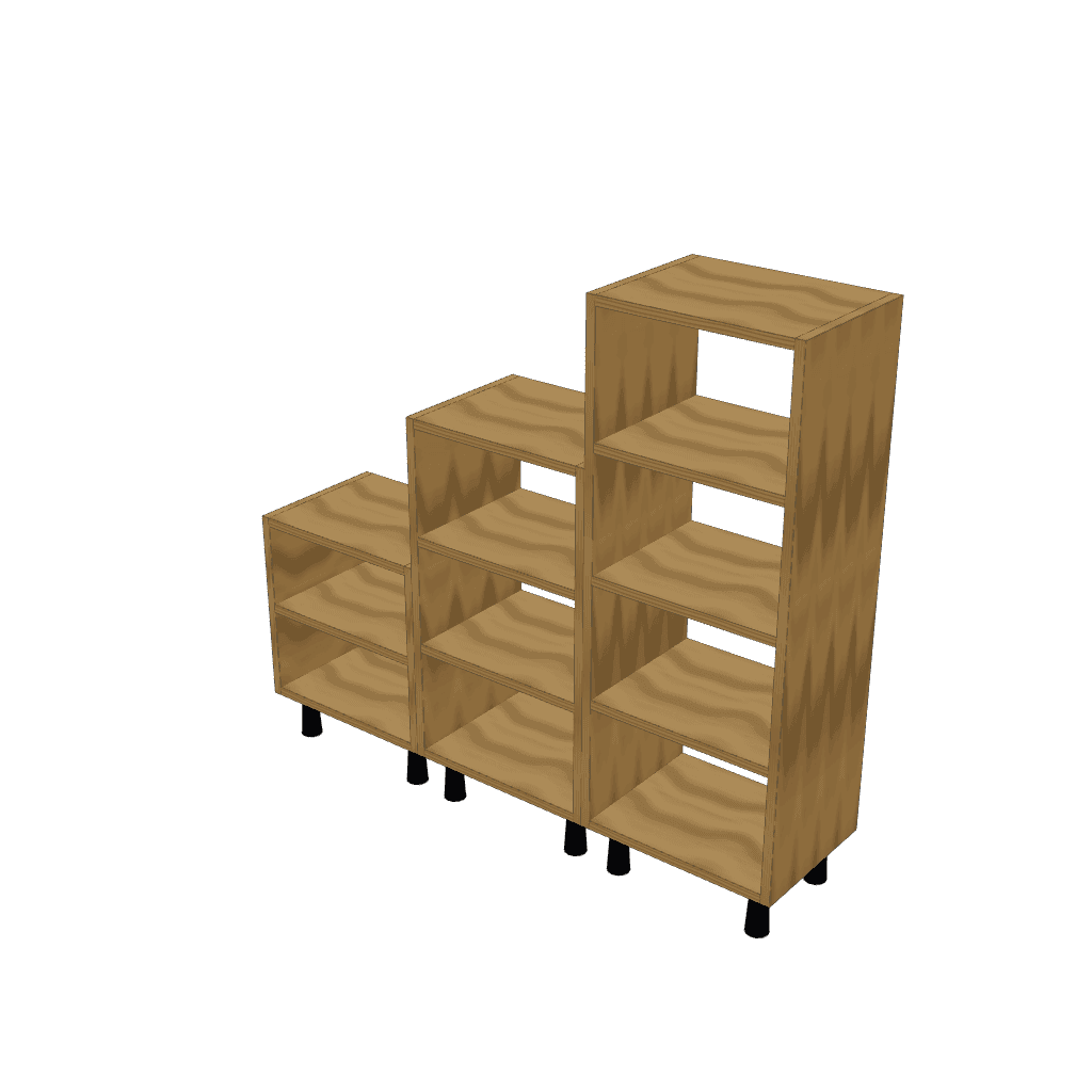 Escalera de macetas — mueble de referencia del cálculo
