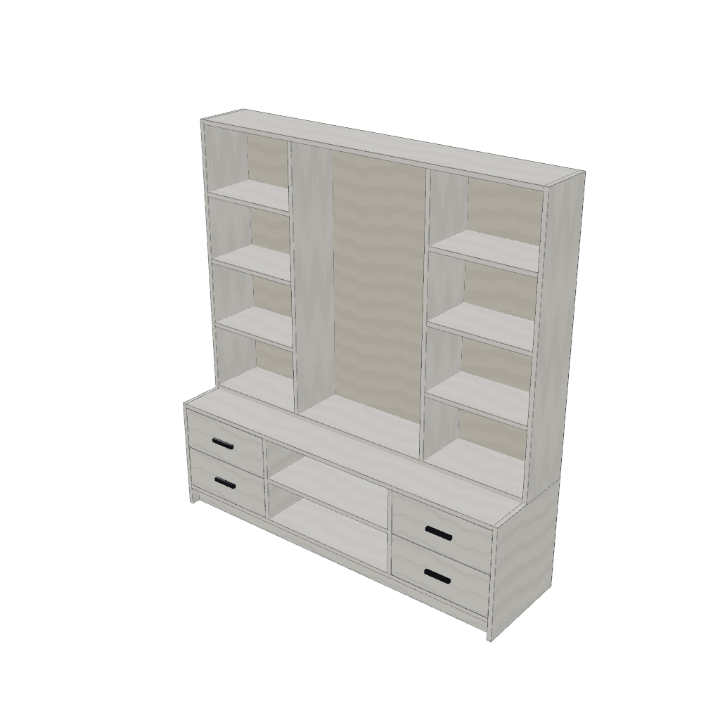 Rack con estantes arriba — mueble de referencia del cálculo